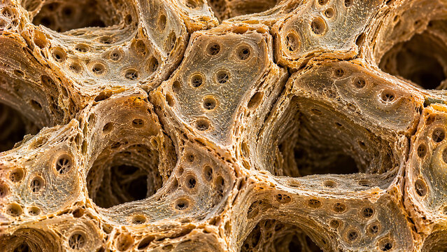 Ultra Realistic Pitted Sclereid Cellular Network Microscopic Plant Tissue Scientific Beauty Background