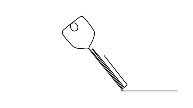 Door key one line art animation, continuous line drawing real estate security key motion, safe property access solution abstract 4k self-drawing video