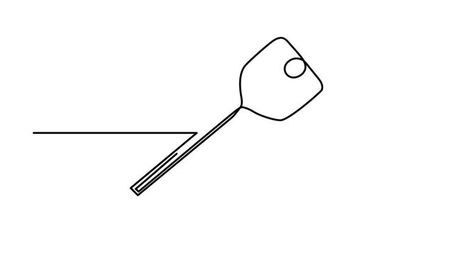 Door key one line art animation, continuous line drawing real estate security key motion, safe property access solution abstract 4k self-drawing video