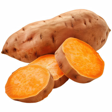 Fresh Sweet Potatoes isolated on transparent background Generative Ai.