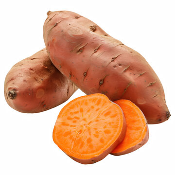 Fresh Sweet Potatoes isolated on transparent background Generative Ai.