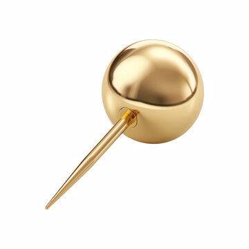 Metallic Gold Push Pin isolated on transparent background Generative Ai.