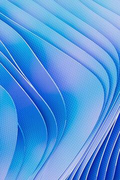 Abstract Blue Layered Curves and Flowing Wave Pattern