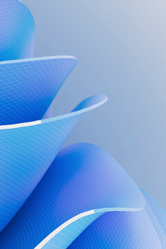Close Up of Abstract Blue Fluid Curves 3D Render
