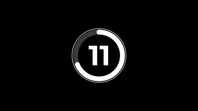 Countdown timer 16 element with numbered segments in a dark background for digital interfaces and video production