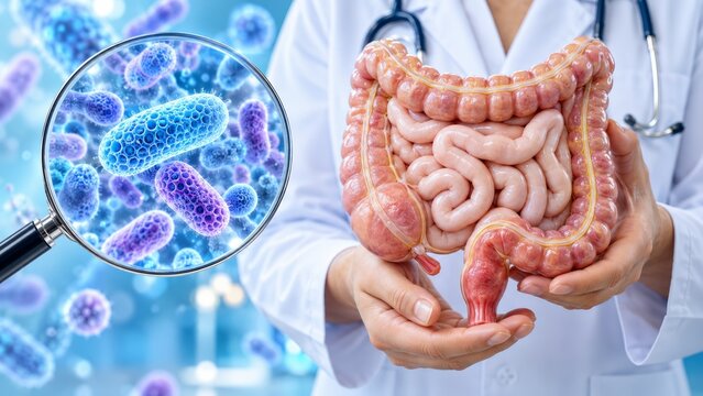 Beneficial probiotics and microbiota for a healthy digestive system.