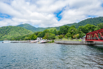 Fototapeta premium Beautiful Scenery of Lake Shikotsu in Hokkaido lake 