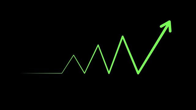 Line and upward arrow growth rise and progress animation