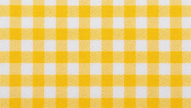 A seamless yellow and white gingham pattern on a checkered tablecloth.
