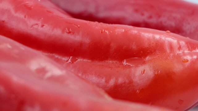 Red long chili pepper close up.