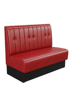 Classic red vinyl restaurant booth bench isolated on transparent background cutout
