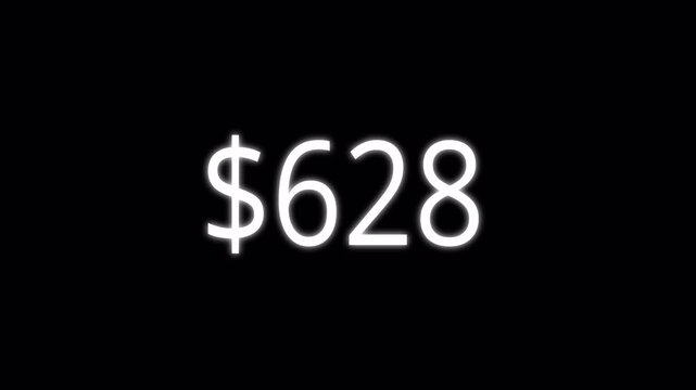 Us dollar price progress showing increasing financial values. 4k