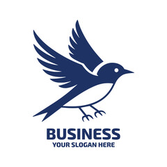 Fototapeta premium Minimalist blue bird logo icon design