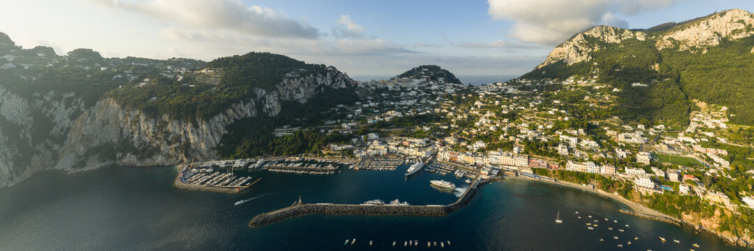 Marina Grande Port Aerial Panorama Capri Island Italy