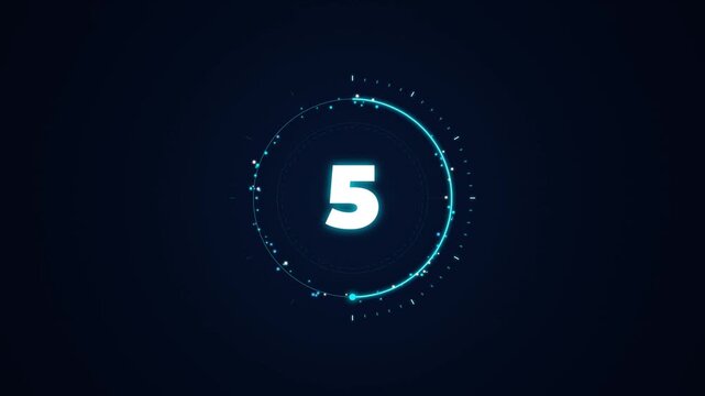 Futuristic Countdown Timer 10 Seconds with Circular HUD Animation