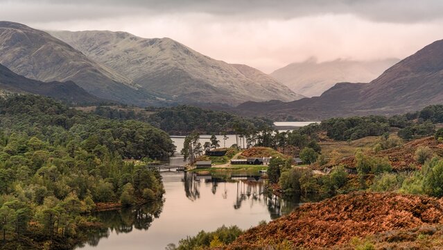 Autumn view west from Glen Affric over Garbh-uisge in Beauly, Scotland, UK