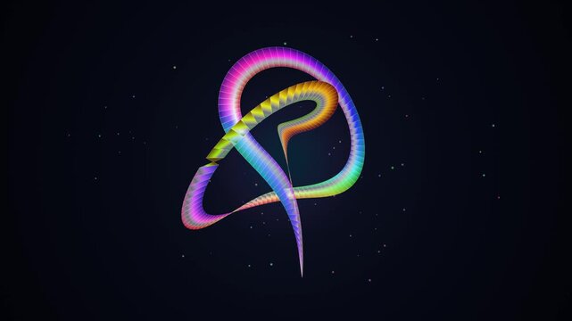 Colorful Rainbow Mobius Strip Glowing Loop in Space Animation