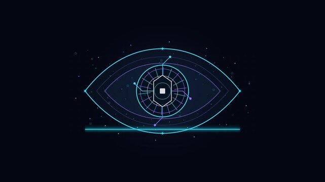 Biometric face recognition and digital iris scanning motion graphic