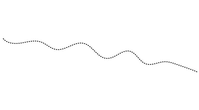Abstract wavy dashed line isolated on white background with vector path dotted line curve line design element graphic divider minimalist line smooth wave black stroke decoration illustration