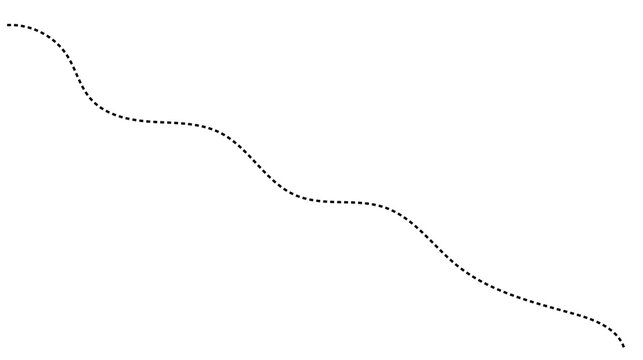 Minimalist black wavy dotted line flowing diagonally across a clean white background with curved line minimalist design graphic element abstract line dashed path wave pattern diagonal flow