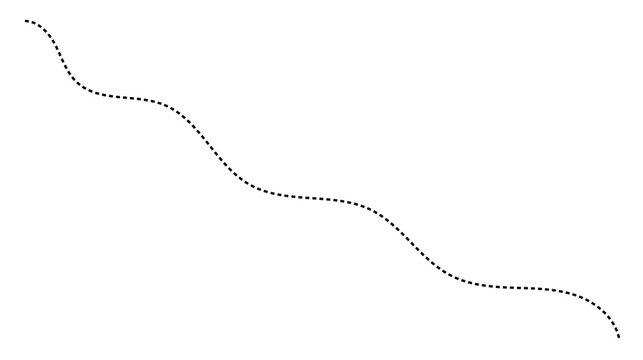 Abstract descending wave dashed line on white background with wavy line vector path dotted line curved path design element graphic divider minimalist line smooth wave black stroke decoration