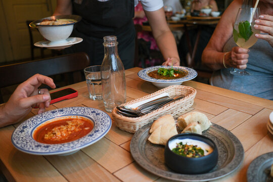 People sharing lebanese lunch