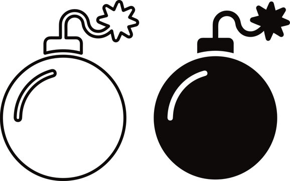 bomb icons set with minimalist flat design. simple vector illustration for danger and warning