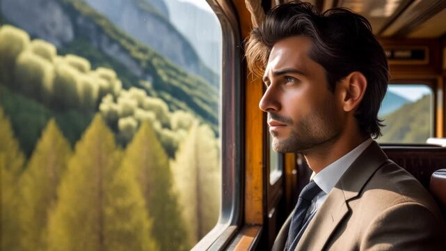 Trend travel train holidays, concept eco-friendly lifestyle and reduction of emissions AI Generative