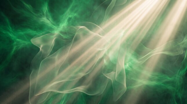 Divine Light Rays Shining Through Floating Ethereal Fabric