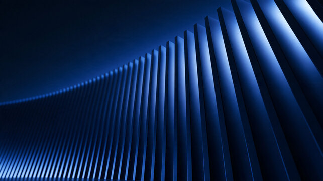 Abstract Modern Architecture Background with Blue Curved Panels