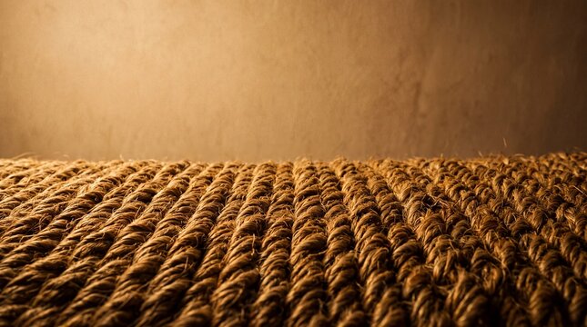 Textured Jute Rope Surface with Warm Rustic Background