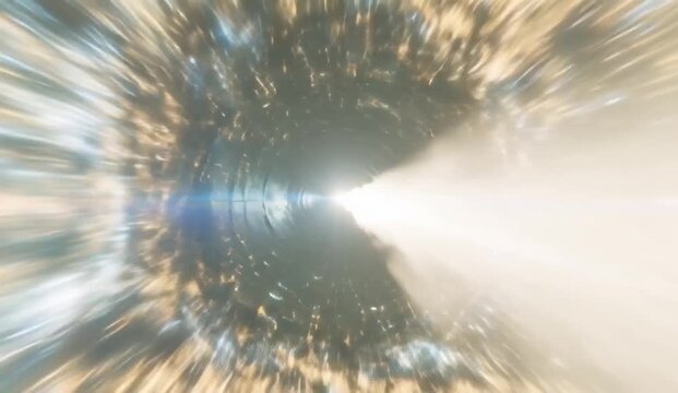 Abstract space tunnel animation depicting an exhilarating hyperspeed journey through an interdimensional portal and flowing time streams