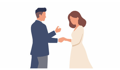 Fototapeta premium Romantic Engagement Couple Offering Wedding Ring Vector
