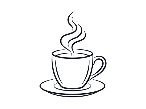 Simple line drawing of a hot coffee cup