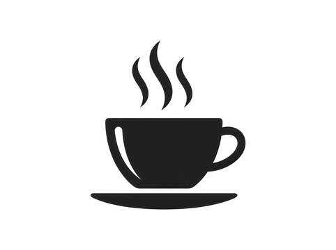 Black coffee cup icon with rising steam