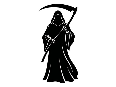 Grim reaper silhouette with large scythe
