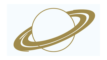 Stylized Saturn: A minimalist illustration depicts the planet Saturn with its iconic rings, rendered in a warm, golden hue. © MahfujaSultana