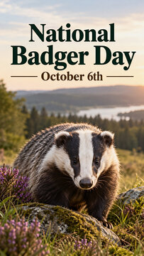 National Badger Day October 6th Nature Wildlife Concept