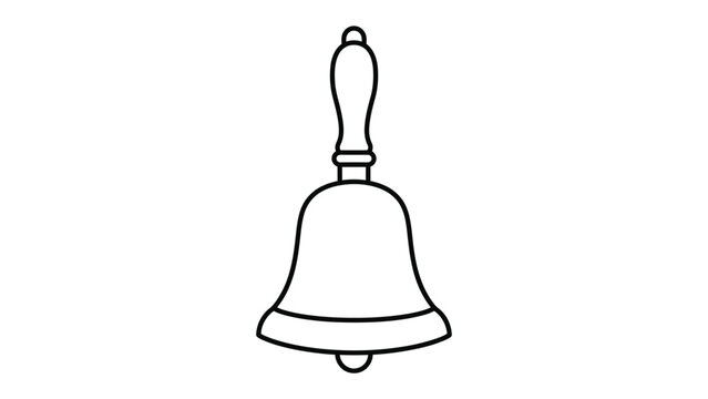 School Bell Illustration: A simple line drawing of a handbell, often used in schools to signal the start or end of class.