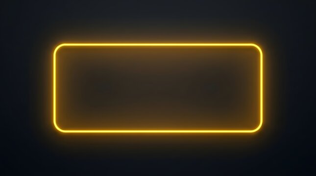 Bright yellow neon rectangle frame on a dark textured background