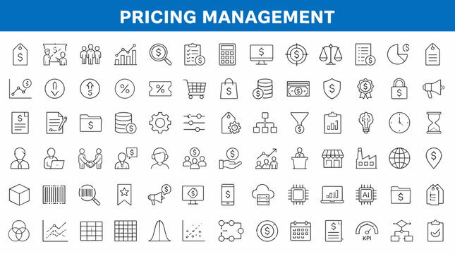 Pricing management icons arranged in a grid pattern.