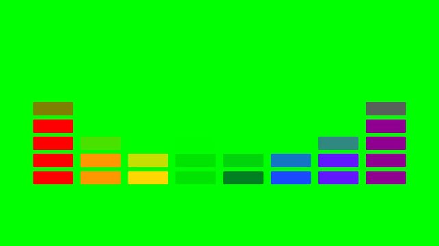 Colorful Audio Equalizer Bars Animation on Green Screen Background