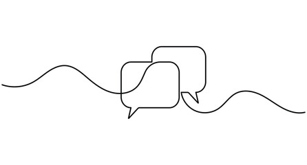Obraz premium Speech bubbles continuous line art with flowing outline and editable stroke vector design