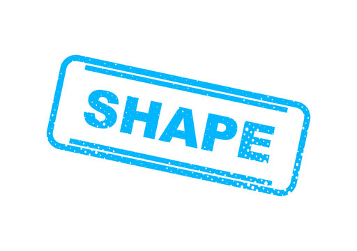 Blue rectangular shape stamp with SHAPE text illustration