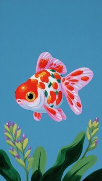 Vibrant goldfish amidst aquatic flora mobile wallpaper