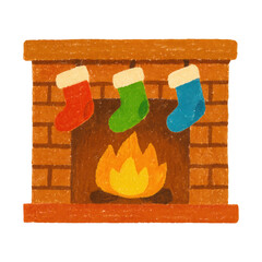Obraz premium PNG Cozy festive fireplace illustration.