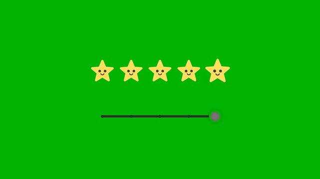 Five Star Rating Animation with Progress Slider on Green Screen