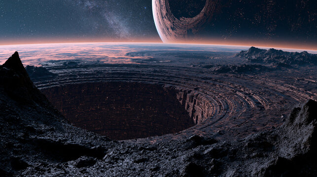Mysterious Alien Planet With Futuristic Structures and Otherworldly Landscapes