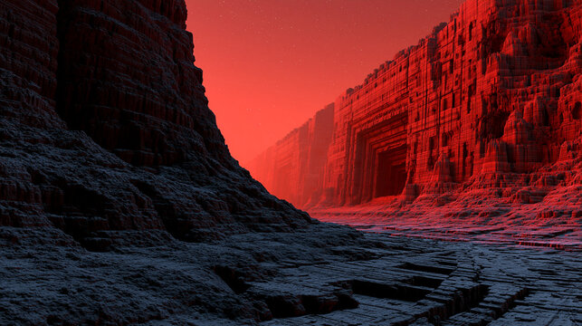 Mysterious Alien Planet With Futuristic Structures and Otherworldly Landscapes