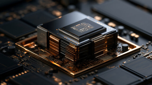2.5D Semiconductor Packaging Massive AI Accelerator Multi-Layer Architecture Illustration